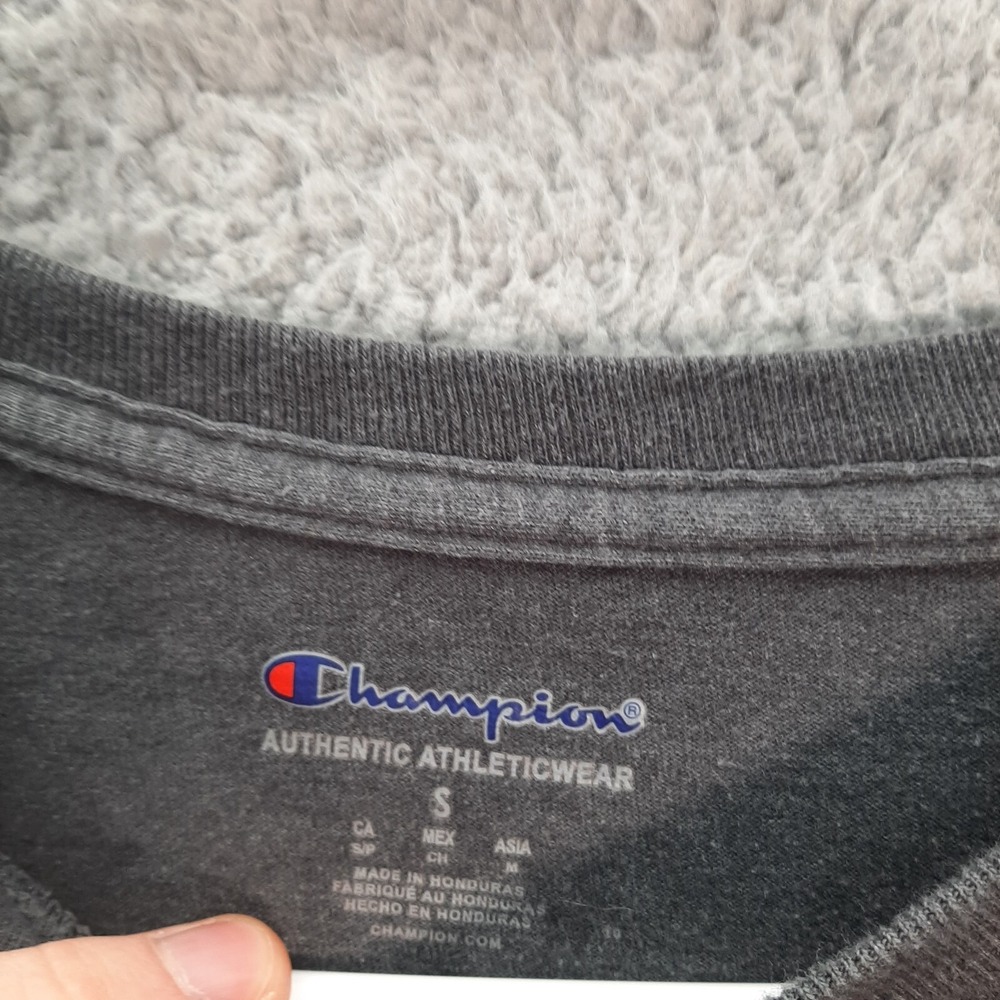 Champion Shirt Adult Small Gray Spell Out Logo Athleticwear Sports Casual Preppy - Picture 6 of 12